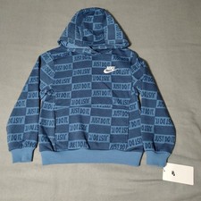 Nike Sportswear Little Boys Size 6 Textured Club Fleece Pullover Hoodie - Blue