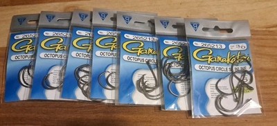 Gamakatsu 265213 Sz 3/0 Octopus Circle SE Inline Fishing Hooks Qty 6 X 7 Packs 