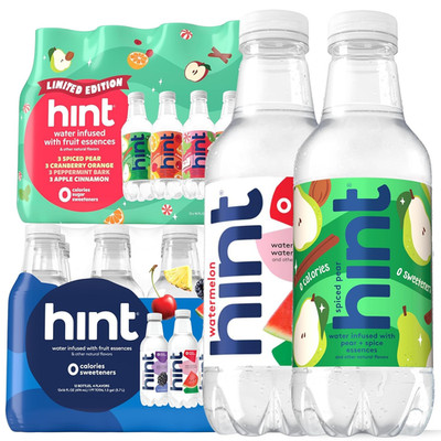 Hint Bottled Water Variety Pack, Winter & Best Sellers, Sugar Free, 16oz 24ct