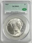 1922 Peace Dollar CAC MS 63