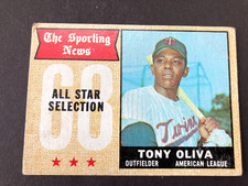 1968 TOPPS BASEBALL, TONY OLIVA #371 ALL STAR CARD, TWINS, VG