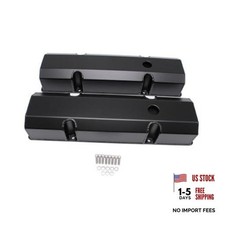 1 Set Shlpdfm Black Fabricated Aluminum Tall Valve Covers With 1.250 Breather
