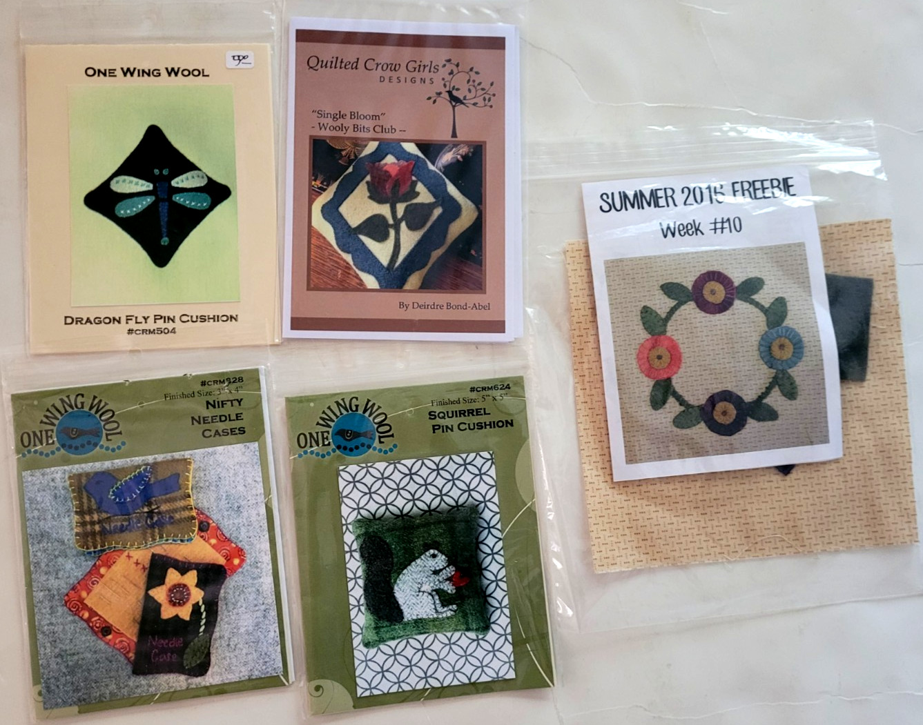 5 felting patterns,One Wing Wool,Quilted Crow Girls Designs,Primitive Gatherings