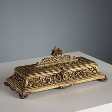 Calamaio Antico Bronzo Intagliato Dorato Europa XIX-XX Secolo Originale