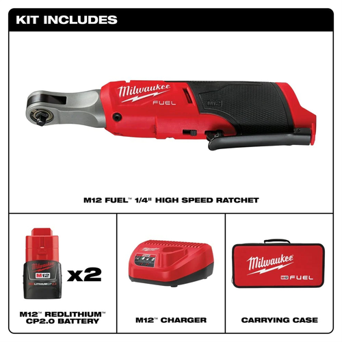 Milwaukee 2566-22 M12 FUEL 1/4" High Speed Ratchet Kit with LED Light - Picture 2 of 15