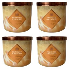 Four 4x Bath and Body Works Prosecco and Peaches Scented Candle 3-Wick (14.5 Oz)