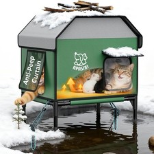 Heated Outdoor Cat House Winter Insulated W/ Heating Pad Indestructible