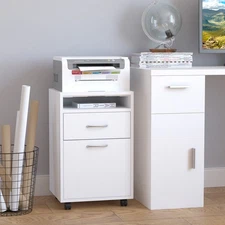Rolling File Storage Cabinet Document Shelf Drawer Home Office White