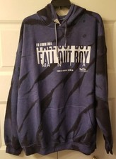 Image of Fall Out Boy Mens AUTHENTIC Hooded Sweatshirt Hoodie Purple Black Tie-Dye 2X NEW
