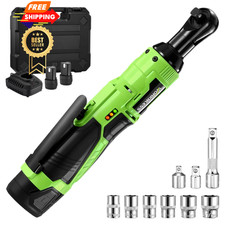 WorkBless 3/8" Electric Ratchet Wrench Set, 12V Cordless Ratchet, Power Green
