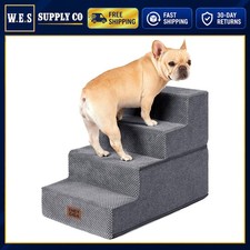 Dog Stairs for Bed 3 Step Foam Support Up to 35 lbs Grey