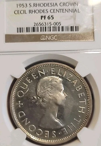 South Rhodesia 1953 Crown Superb Gem Cameo Proof NGC 65PQ Mtg 15,000 LV