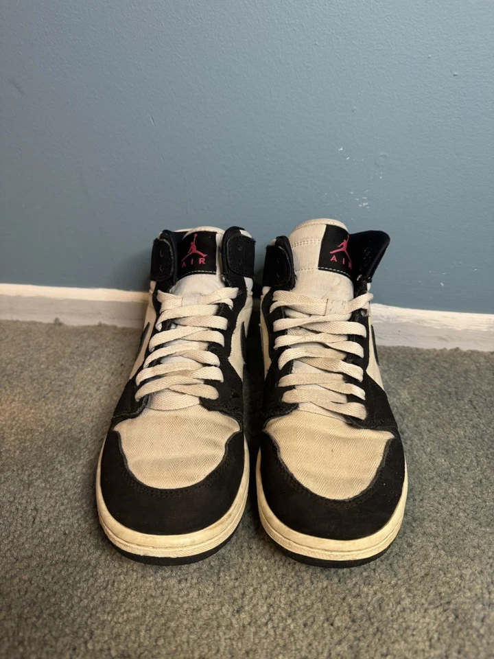 Air Jordan 1 Alto 332148-015 GS Platino Puro Negro Gris Rosa Talla 5.5Y Foto 4 de 4