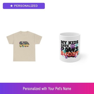 Custom Pet Paw Gift Set Shirt Mug Personalized Name Bundle Dog Lover