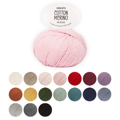 DROPS Baumwolle Merinowolle Garn DK doppelt stricken & häkeln 50g 110m alle Farbtöne