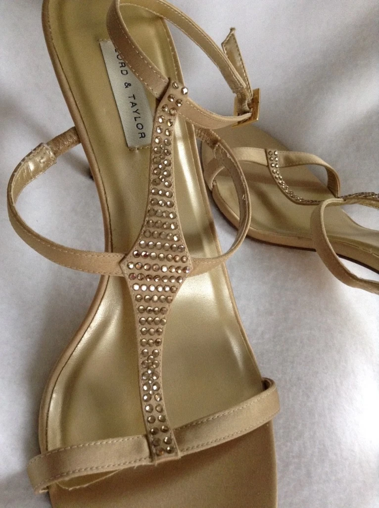 Sz 10M Stylish Lord Taylor Parlay Open Toe Leather Sandals Heels