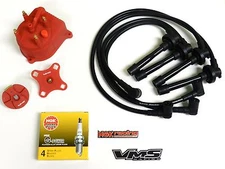 DISTRIBUTOR CAP ROTOR SPARK PLUG WIRE KIT FOR 92-01 HONDA PRELUDE H22 BLACK B