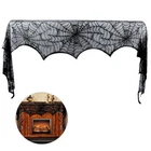 US Halloween Decorations Props Black Lace Spiderweb Fireplace Mantle Scarf Cover