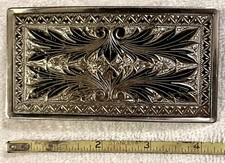 Nice Vintage Black  Silver Design Belt Buckle