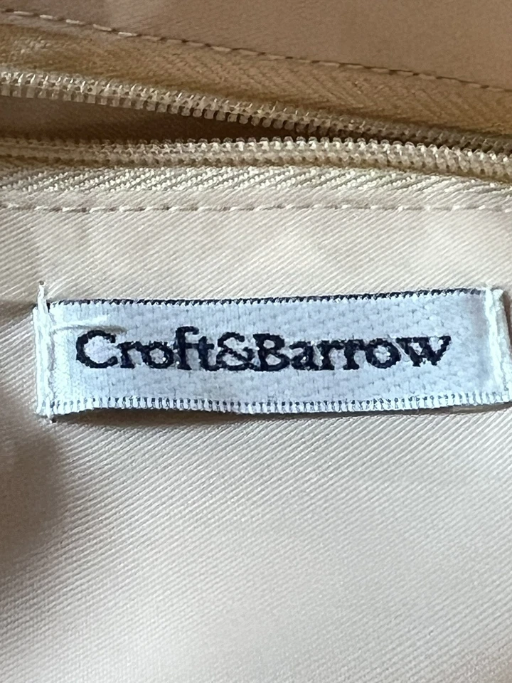 Croft & Barrow Crochet Hobo Bolso Cartera Bronceado, Verde con Marfil 12” Gota. Foto 2 de 4