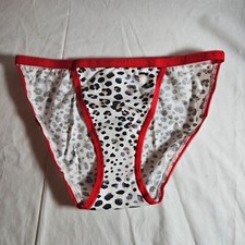 Victoria's Secret String Bikini Small Red White Leopard Cotton Blend Signature