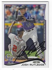 Signed 2014 Topps JOSH RUTLEDGE Colorado Rockies card #411  w/COA