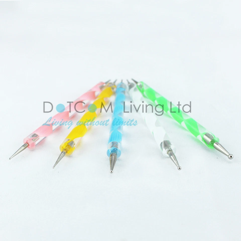 Arte en uñas bolígrafo de puntos cristal marmoleado kit de herramientas conjunto pintura manicura 2 vías X5 Foto 2 de 4