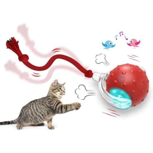 Red Cat Toys Ball - Fast Rolling, Chirping, Motion - Activated, for Indoor Cats