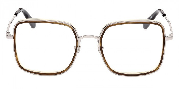 メガネ Moncler Eyewear ML5154 056 Luxury Rectangular Moncler ML5154 056 Havana Square Metal Optical Eyeglasses