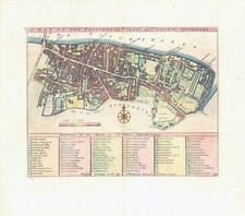 1755 Engraved plan map PARISHES OF ST OLAVE & ST THOMAS by Stow (ST73)