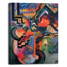 Macke composizione colorata 2 quadro stampa tela dipinto telaio arredo casa