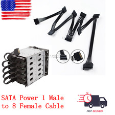 SATA Power 15 Pin 1 Male To 8 Female Splitter Hard Drive Adapter Cable HDD SSD