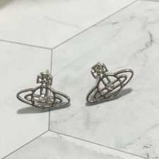 Vivienne Westwood Earrings Pierce Silver Rhinestone 1.2 cm w/drawstring EJ143