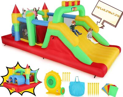 Inflatable Bounce House Obstacle Course Kids Backyard Bouncy House 470W Gifts-US