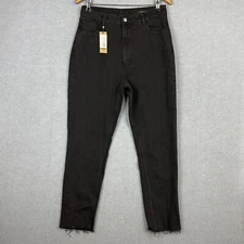 Thrills Jeans Womens 14 Black Denim Casey Slim Raw Hem NEW RRP $99