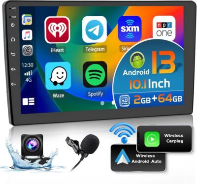 2G+64G Android 13.0 CarPlay Car Stereo Radio 10.1'' Double 2 Din GPS Navi +Camera