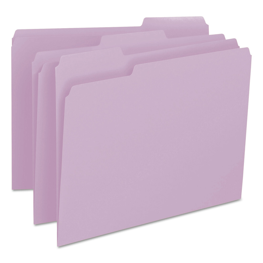 Smead 12443 File Folders w/ Assorted 1/3-Cut Tab - Letter, Lavender (100/BX) New