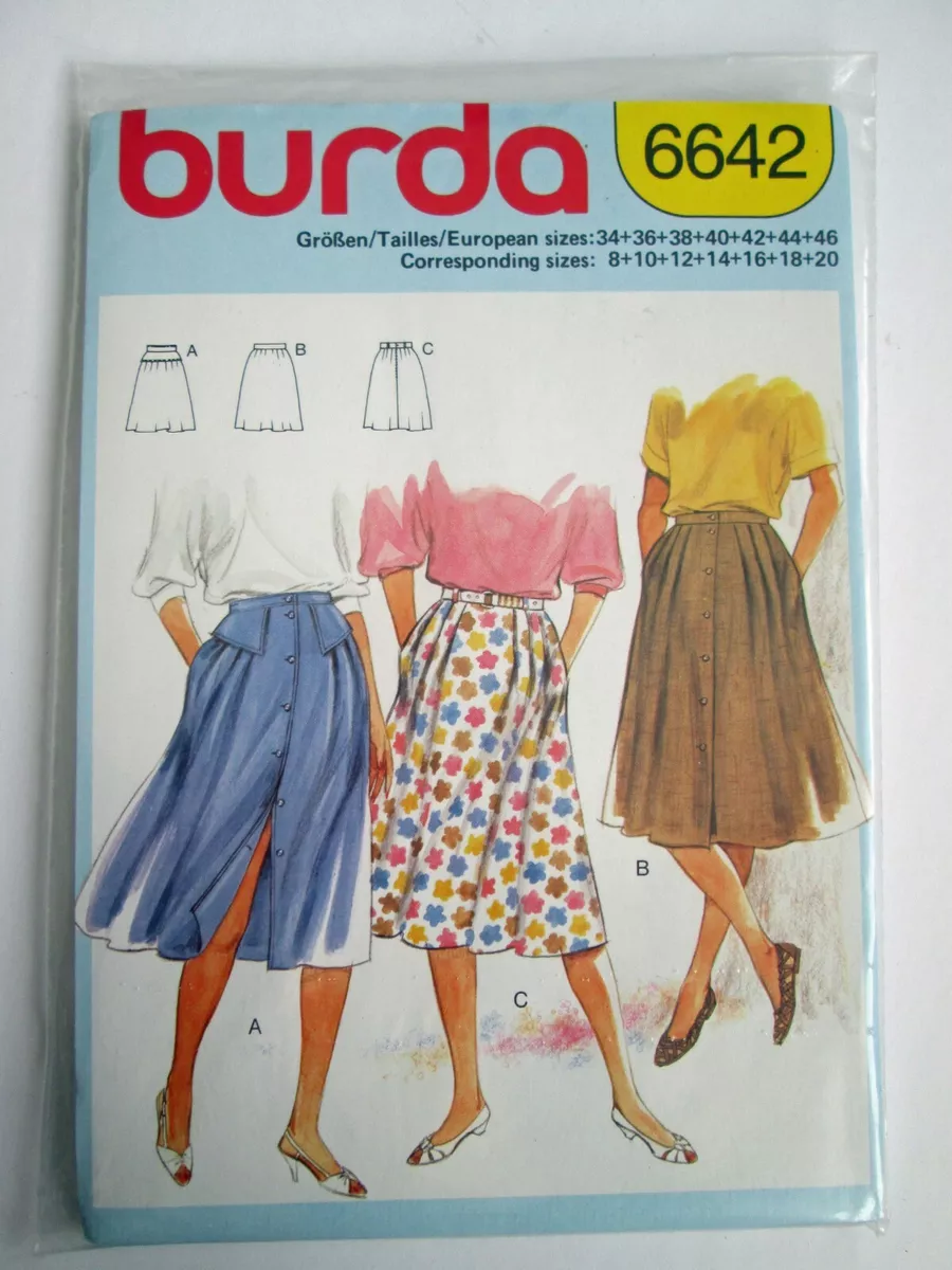 NEW VTG BURDA Sewing Pattern Skirt w Pocket Button Down Flare A