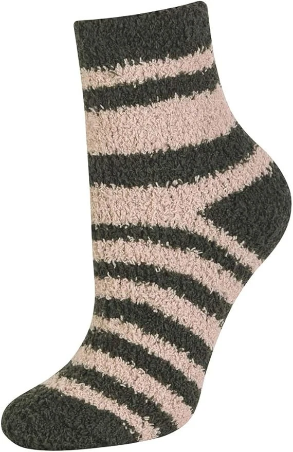 6 Pairs Women's Cozy Fuzzy Crew Striped Soft Slipper Socks Size 9-11 Multicolor - Image 3 of 4