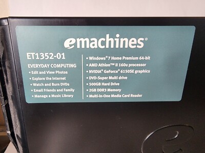 eMachines ET1352-01 (500GB, AMD Athlon, 1.8GHz, 2GB Win7) PC