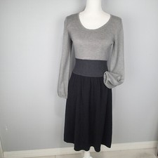 Talbots  Knit Dress SIZE xs Stretch wool Blend  Dress gray black  long sleeve