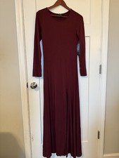 Lulus Long Sleeve Maxi Dress W/Front Slit Red Size Large L Spring Summer Fall