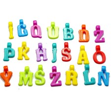 200 Assorted Colorful Acrylic Alphabet Letter Charm Pendants 17mm