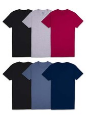 FRUIT OF THE LOOM MEN'S SHORT SLEEVE CREW T-SHIRT ASSORTED 6 PACK