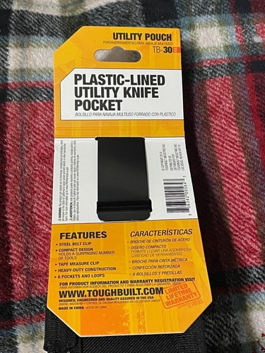 Utility Pouch, Black with 5 Pockets and Loops Including Plastic-Lined Utility Kn - Picture 3 of 3