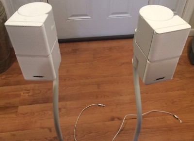 2 X Bose Jewel Double Cube Speakers White With Original Stands