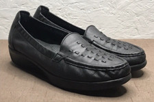 SAS Weave Women's Loafers Black Leather Slip-On Shoes Size 10N Made in USA