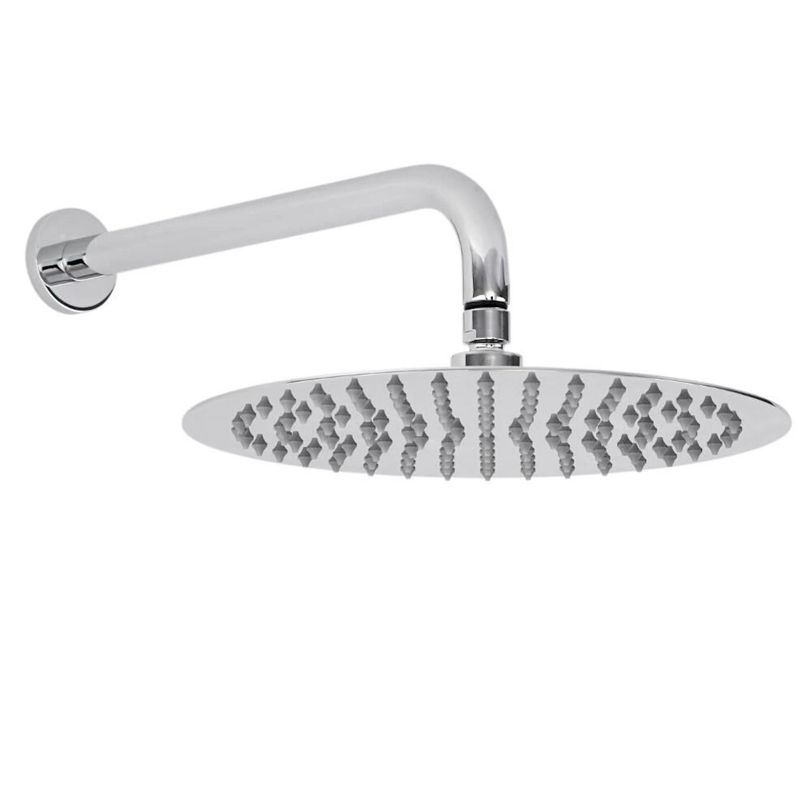 Fixed Shower Head Arm Slim Wall Mounted 12" Chrome Stainless Steel ENKI RA067