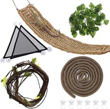 Reptile Hammock Set With Bendable Vines For Bearded Dragons And Lizards