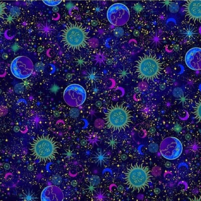 ''Cosmos'' Galaxy Moon, Celestial Fabric!100% Cotton 1yd *BTY*Fast Ship!